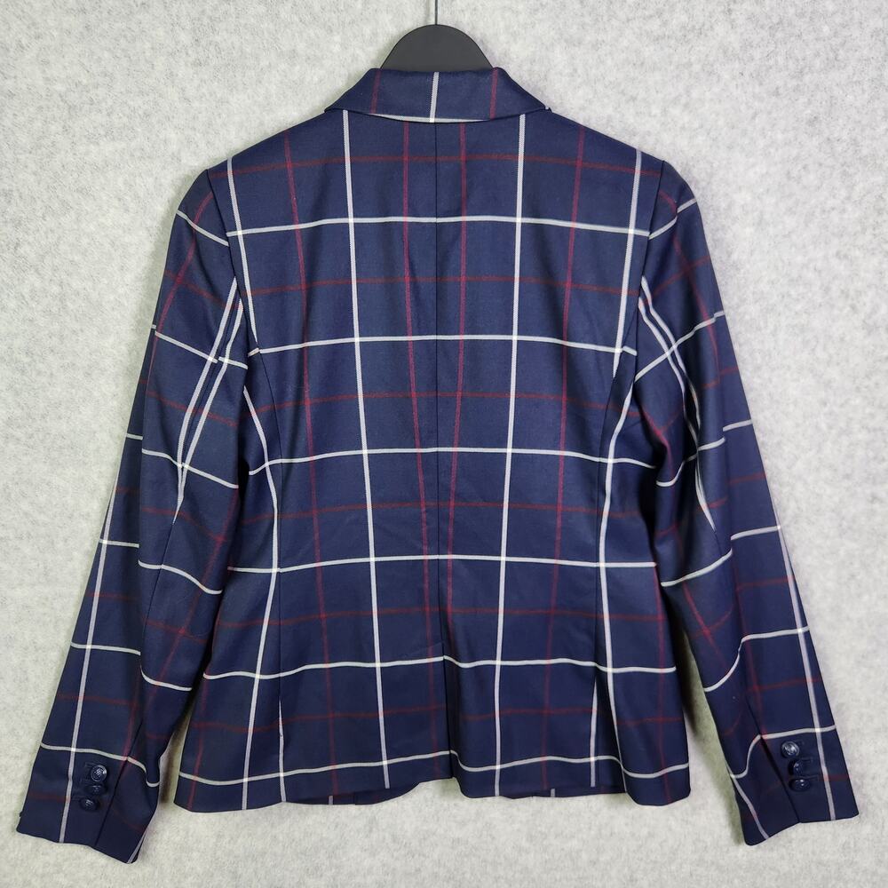 NEW‎ Tommy Hilfiger Blazer Sz 2 Womens Navy Blue Plaid Academia Preppy Old Money - Picture 11 of 16